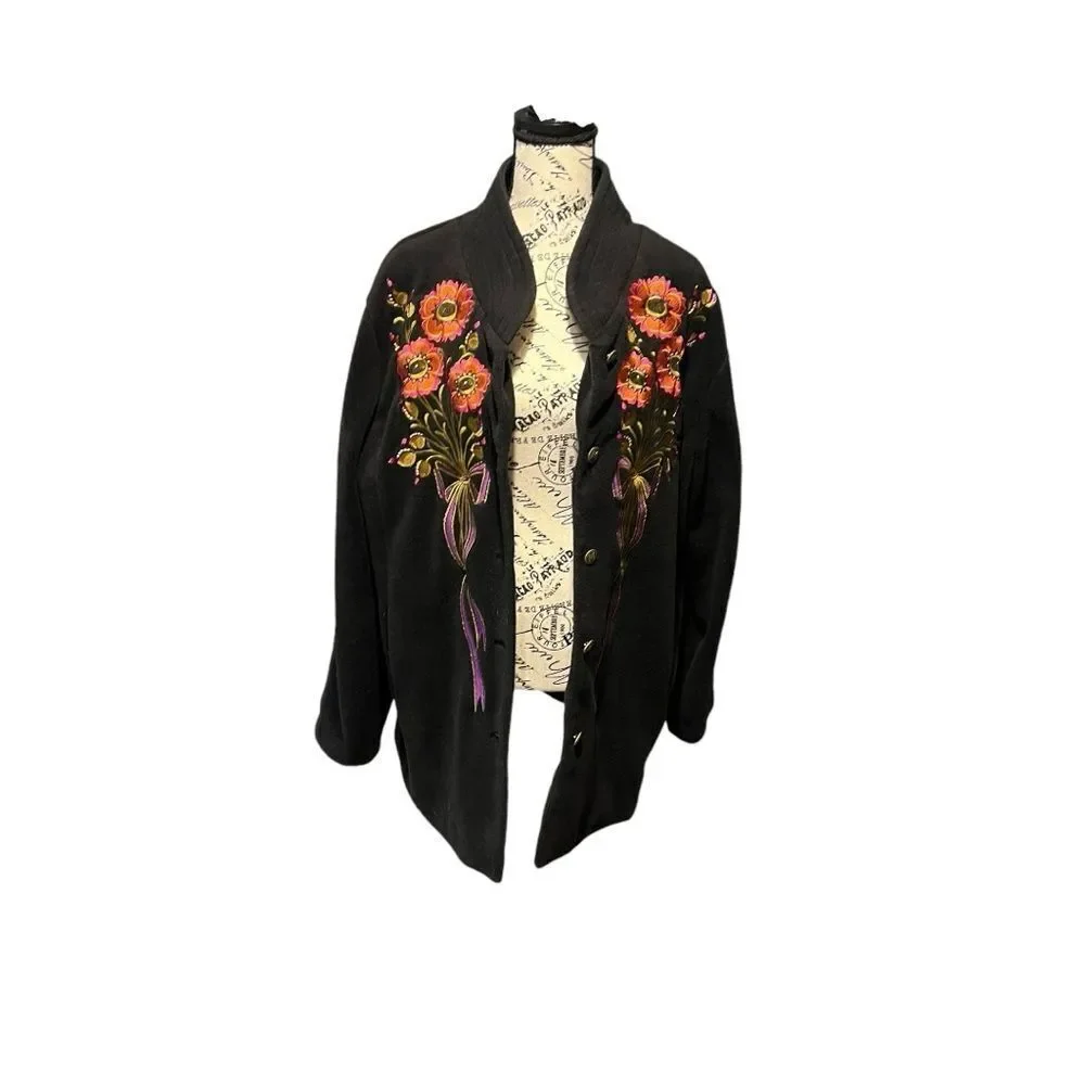 EUC VTG Bob Mackie Wearable Art Fleece Jacket/Coat Sz 1X - Picture 2 of 8